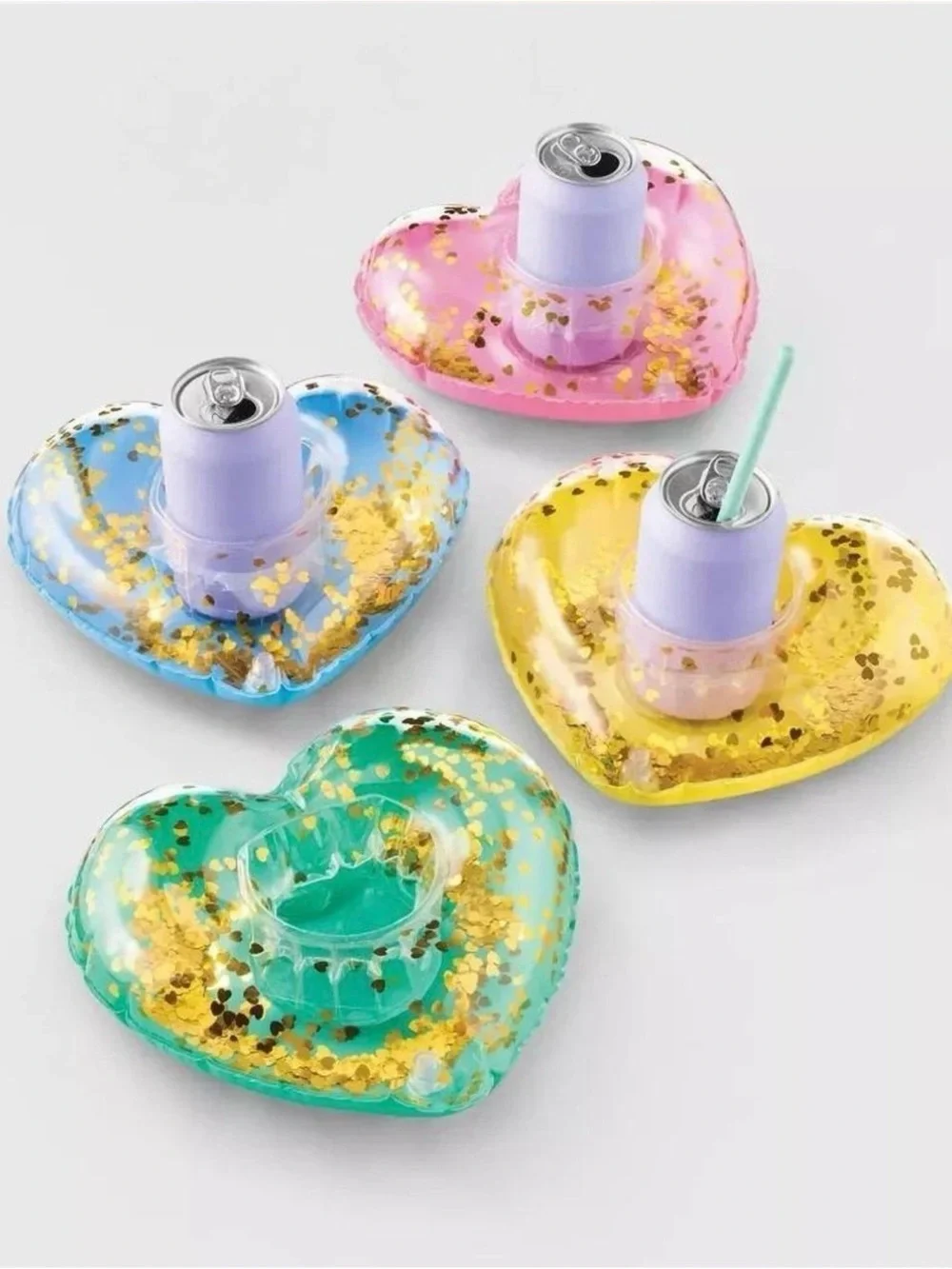 Roller Rabbit × Target Heart Drink Float Set 4pc Inflatable Cup Holders NEW